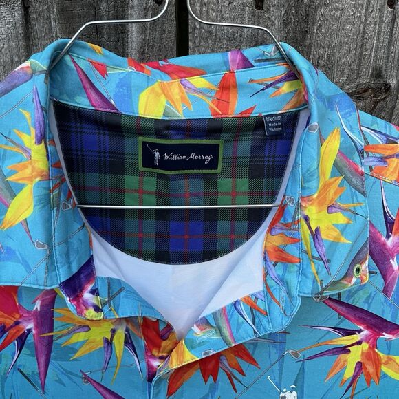 William Murray Birds Of A Feather Men’s Medium Golf Polo Blue Tropical Exotic - Picture 4 of 11
